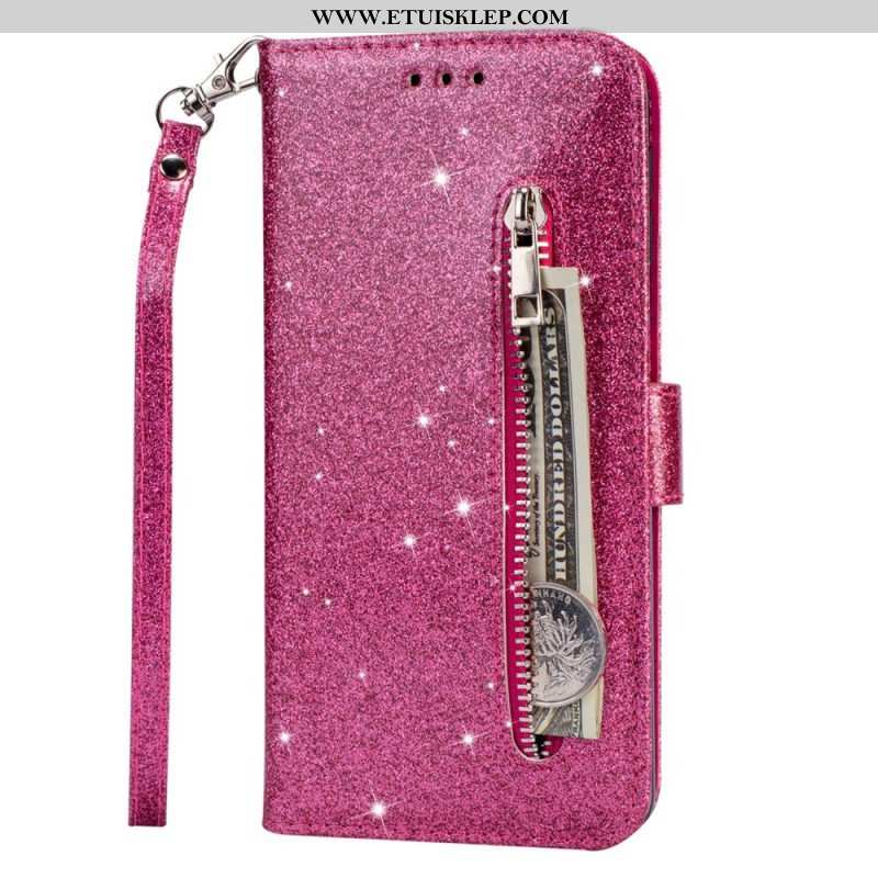 Etui Folio do Samsung Galaxy S22 5G Błyszcząca Torebka Na Monety